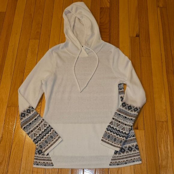 Krimson Klover Hailey Hoodie wool blend White/Grey/Taiupe Size Large - Picture 1 of 7